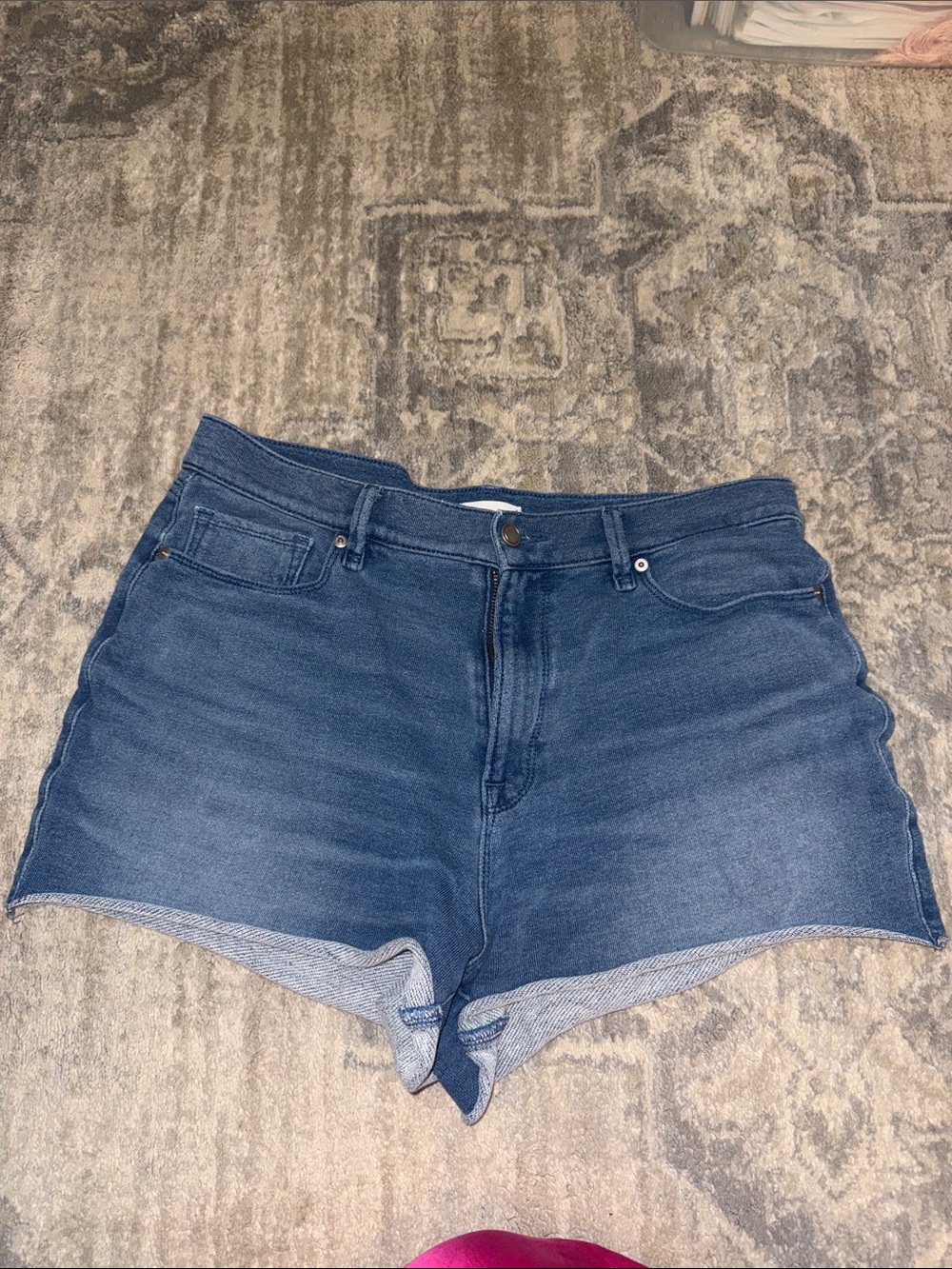 Women’s High-Rise Control Waist Dark Blue Denim Jean Shorts